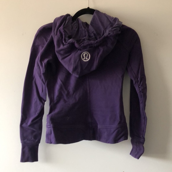 LULULEMON Scuba Zip Up Purple Jacket Ruffle Hoodie Sz 6 w/ Thumbholes - Picture 7 of 8